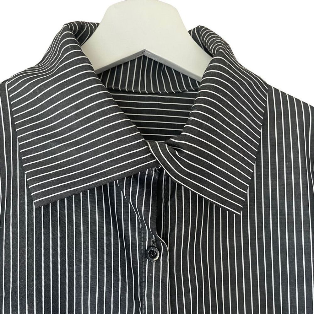 Grey Striped High Low Button Up Size L - image 5